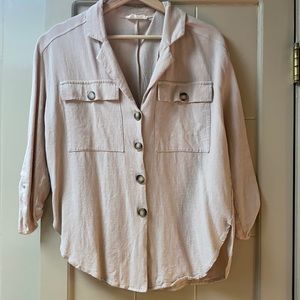 Luca and Grae button down linen cream shirt